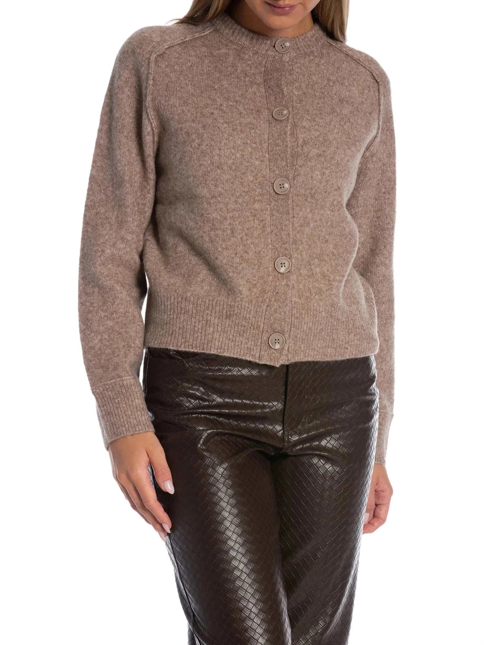 Second Female Banja Knit Raglan Cardigan Camel Melange