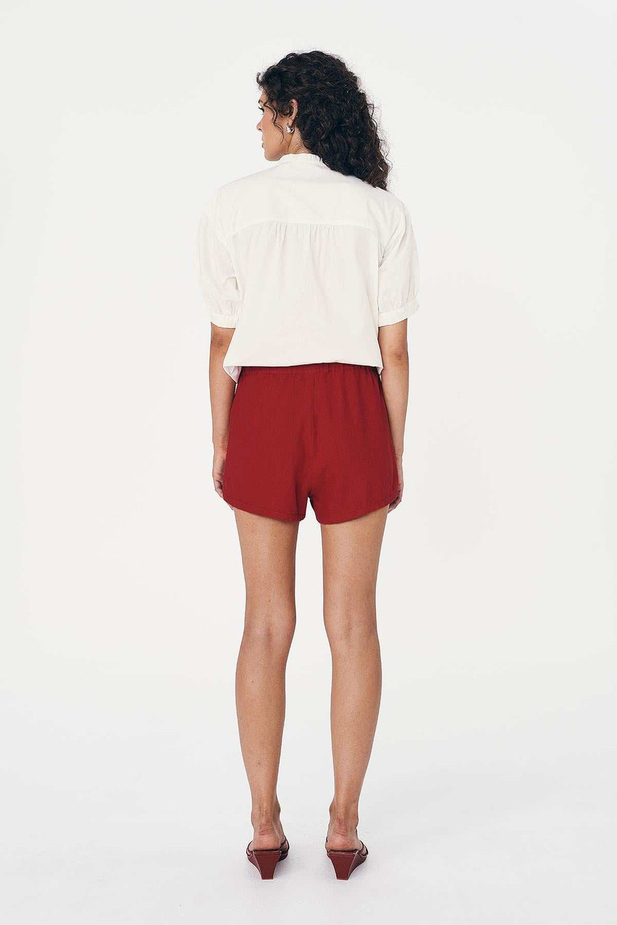Rowie Simone Linen Shorts Siren Red