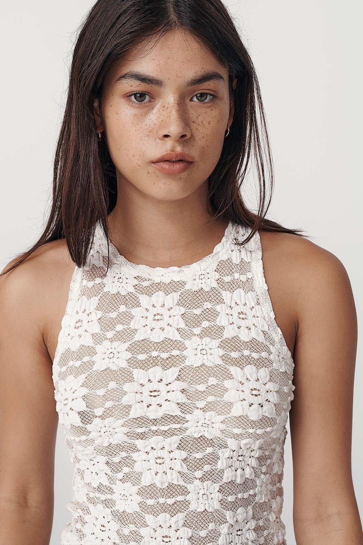 Rowie Sloane Sunflower Lace Tank Crème