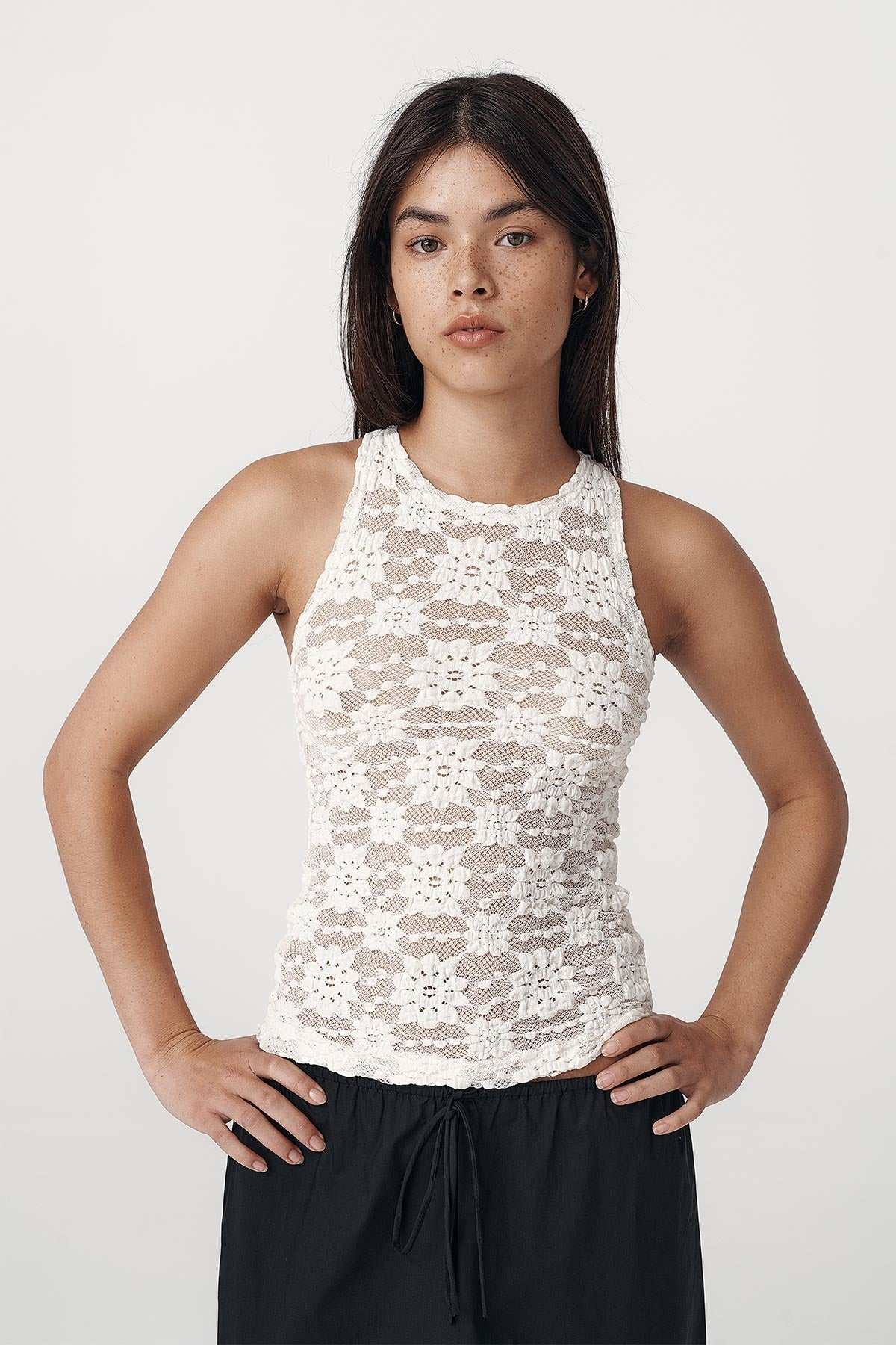 Rowie Sloane Sunflower Lace Tank Crème