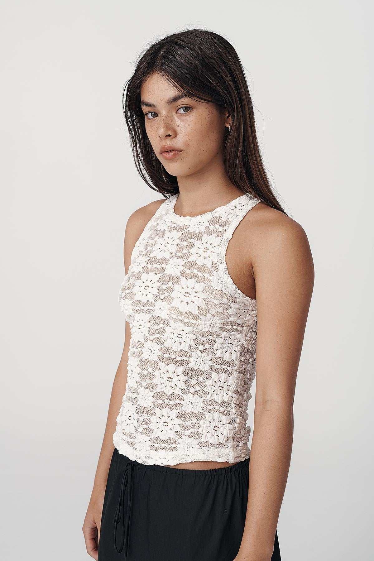 Rowie Sloane Sunflower Lace Tank Crème
