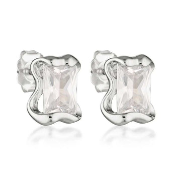 De Sur Molten CZ Earrings Silver
