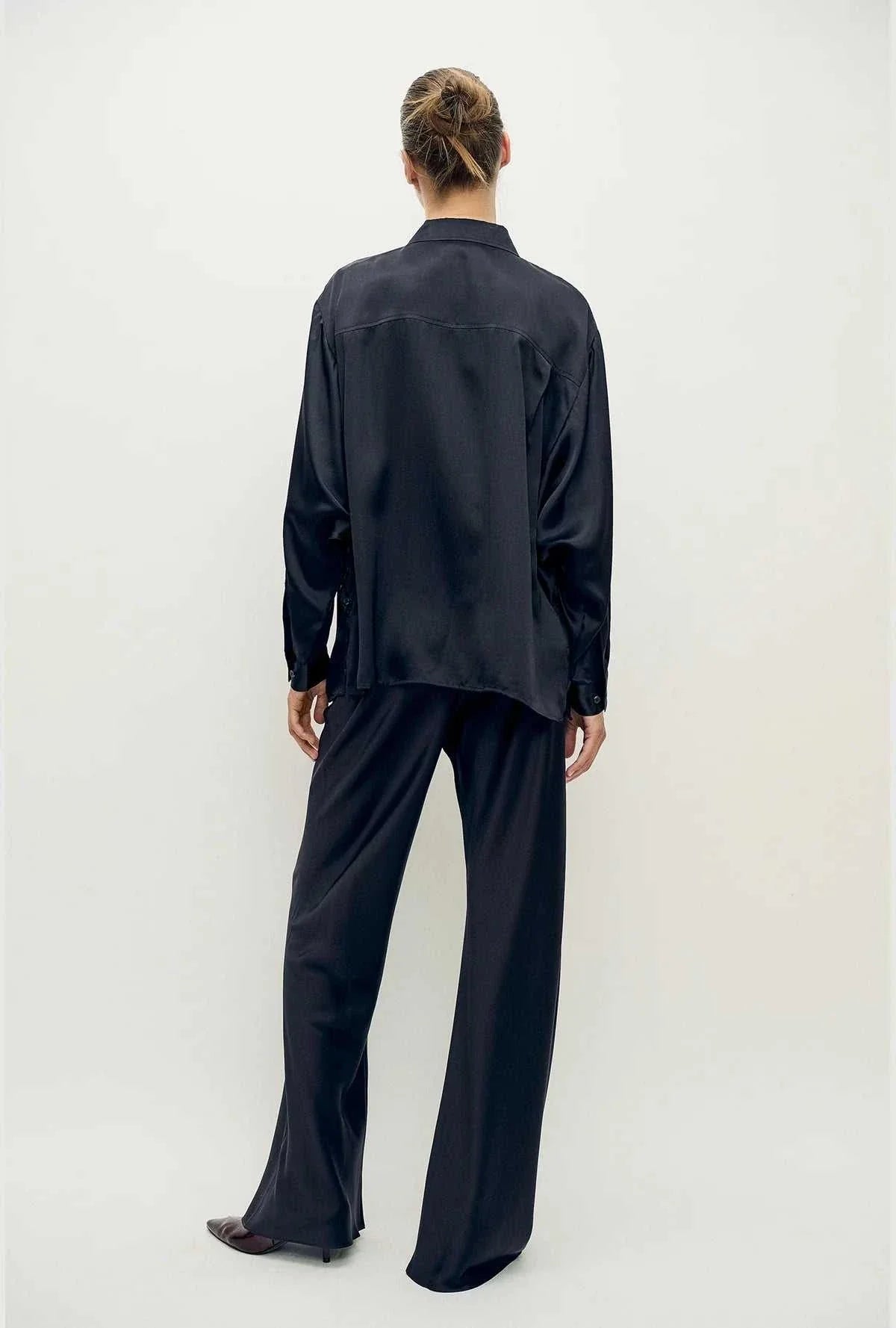 Silk Laundry Bias Cut Pant Black