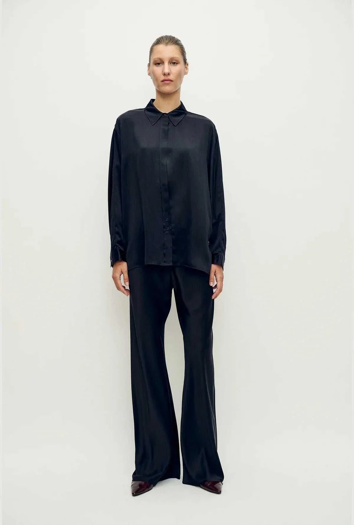 Silk Laundry Bias Cut Pant Black