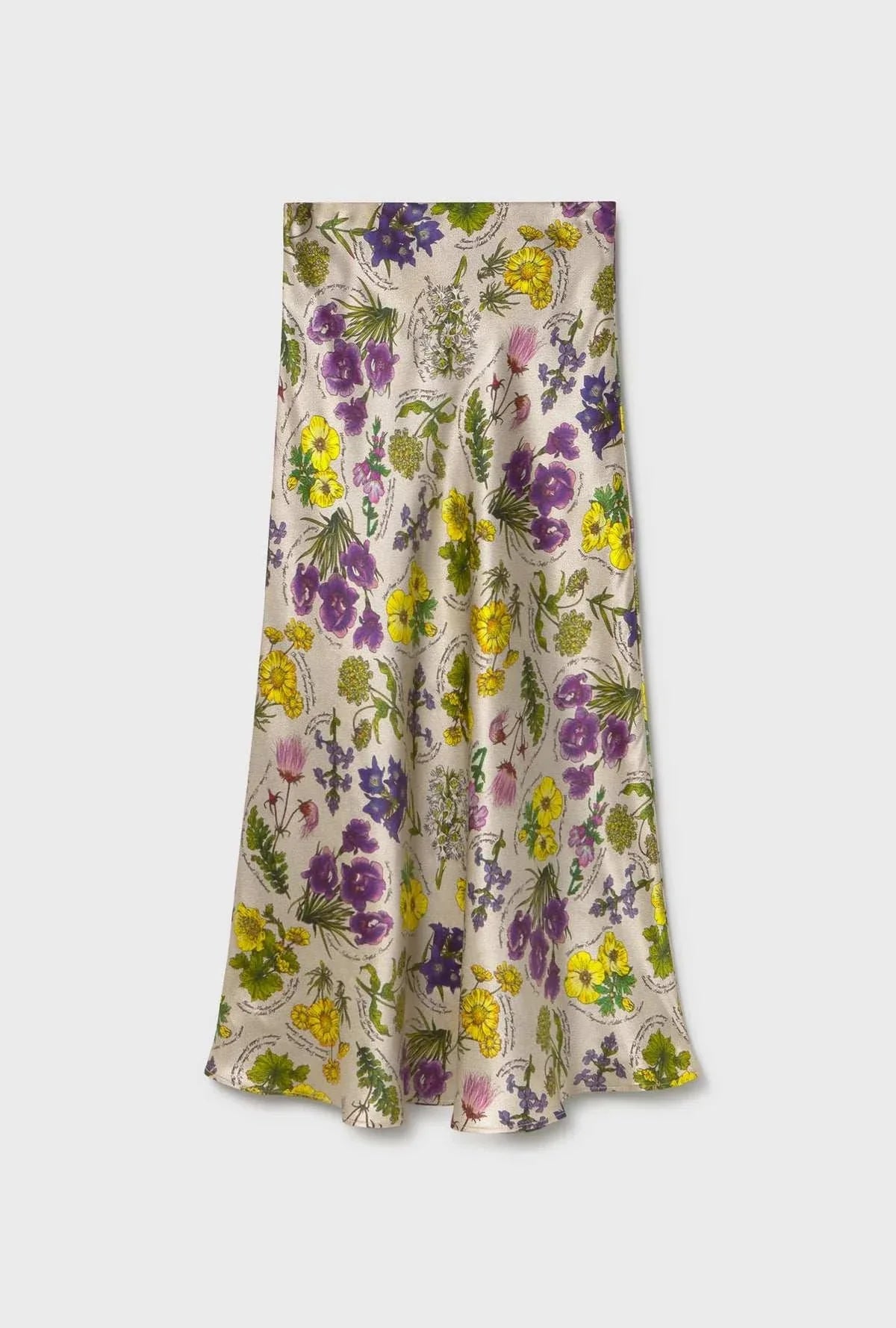 Silk Laundry Long Bias Cut Skirt Endangered Flowers