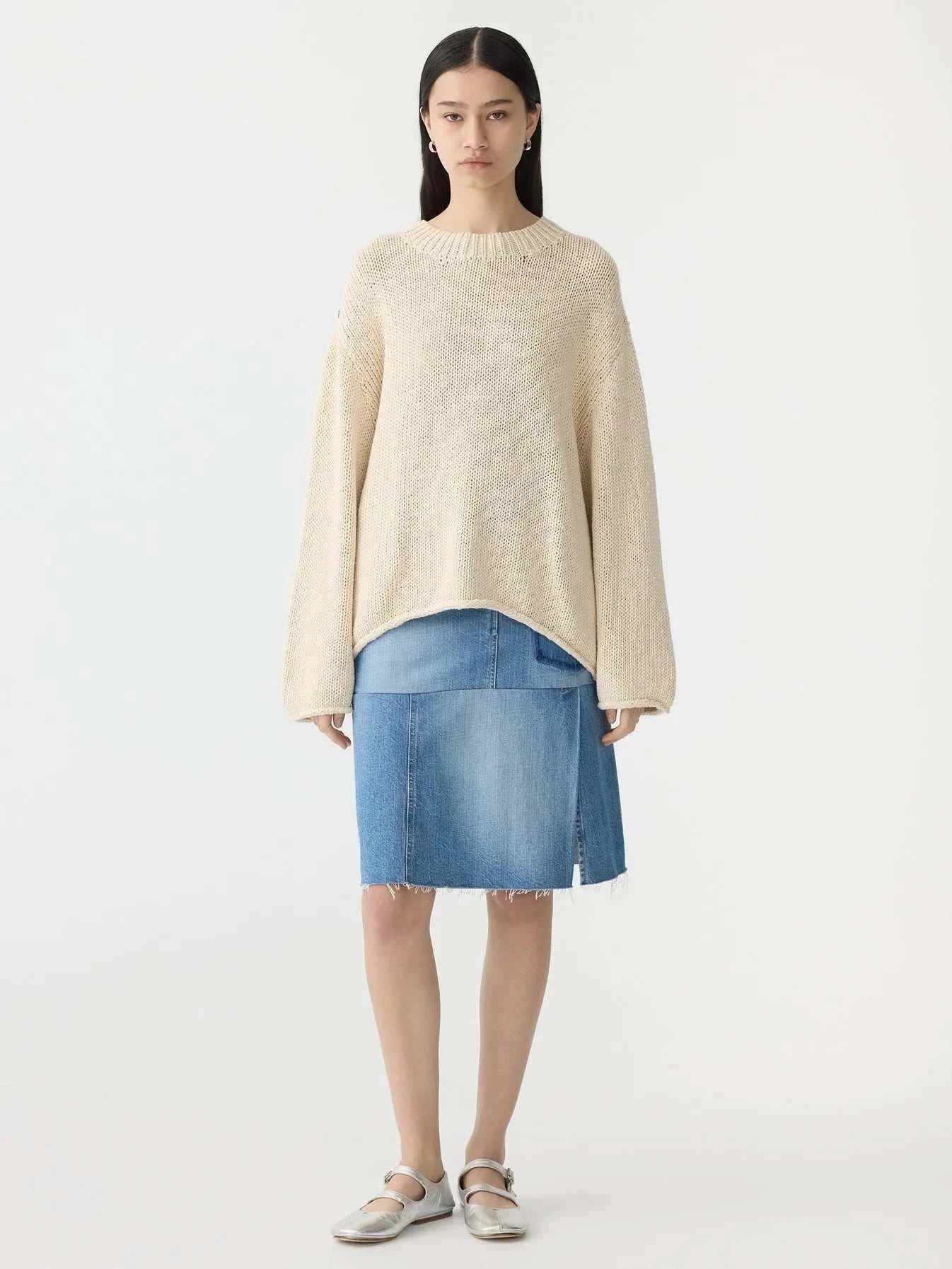 Bassike Textured Cotton Linen Knit Natural