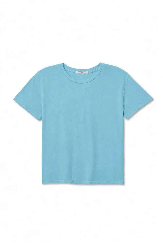 PerfectWhiteTee Harley Boxy Crewneck Tee Milky Blue