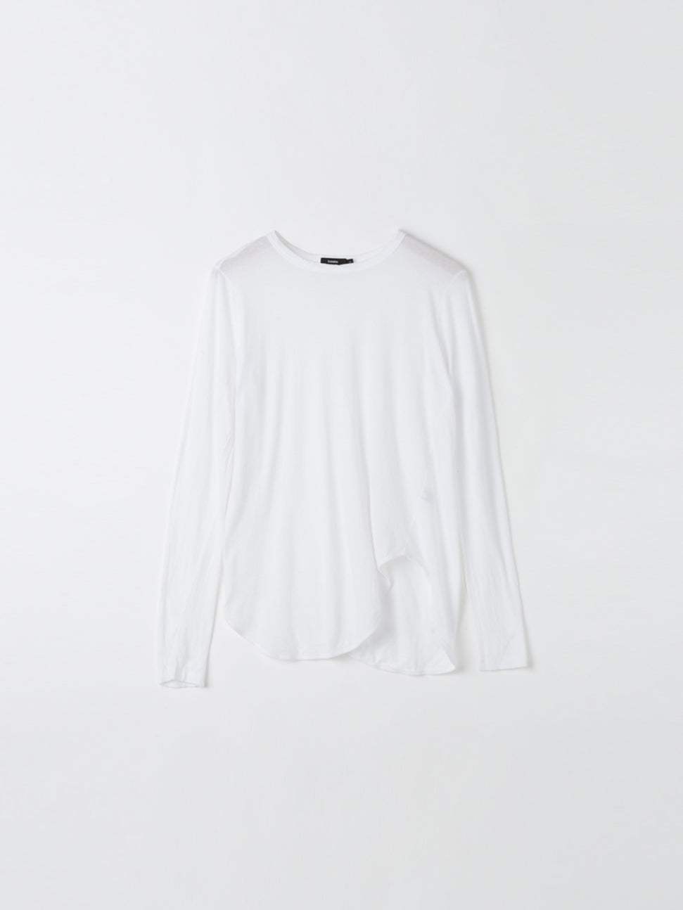 Bassike Regular Scoop Hem Long Sleeve T.Shirt White