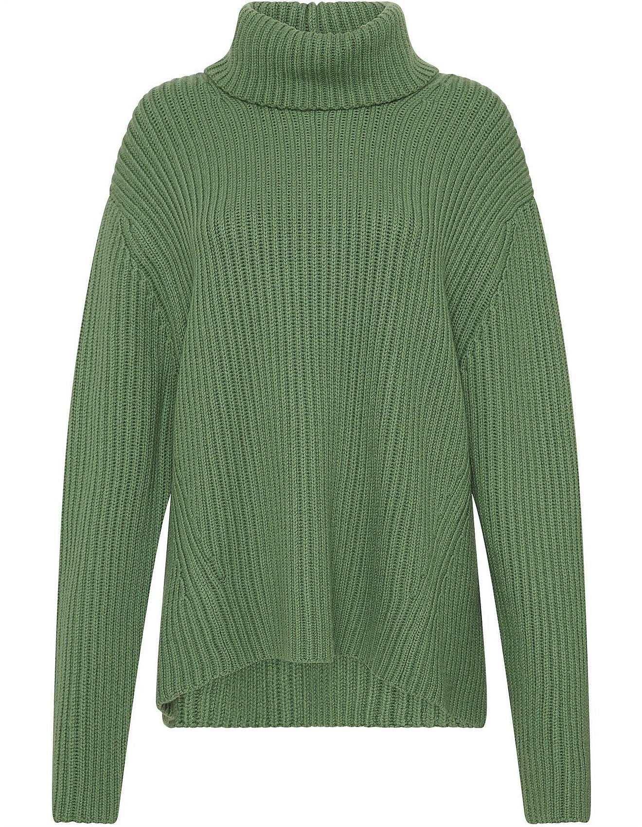 Bassike Chunky Oversized Turtleneck Green