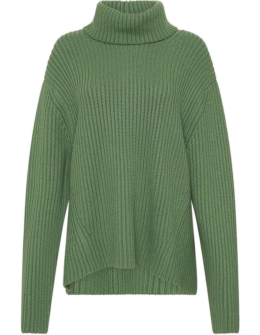 Bassike Chunky Oversized Turtleneck Green