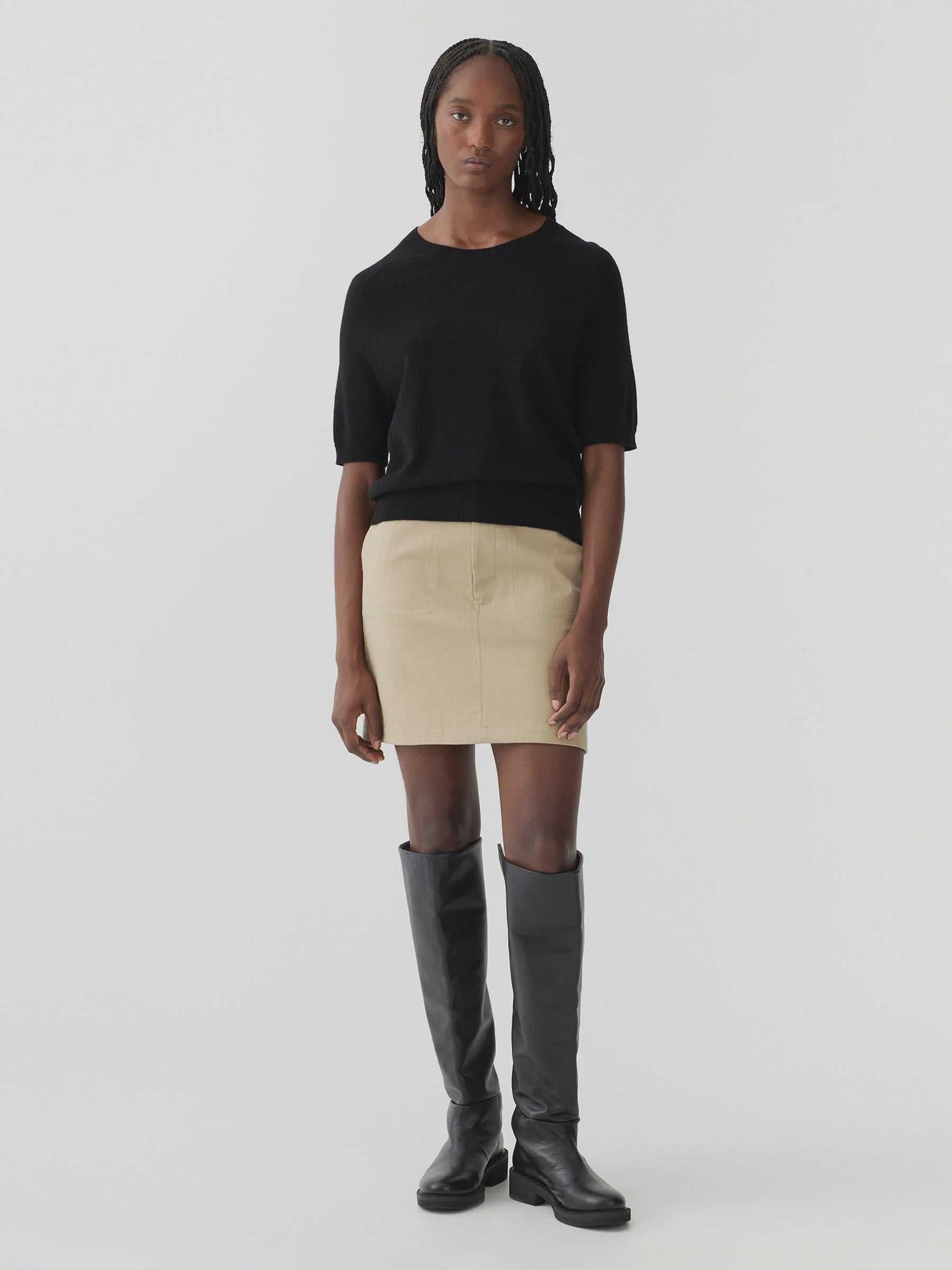 Bassike Wool Cashmere T shirt Knit Black