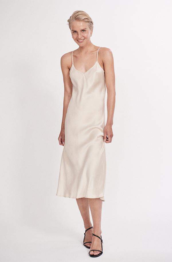 Silk Laundry 90s Slip Dress Hazelnut
