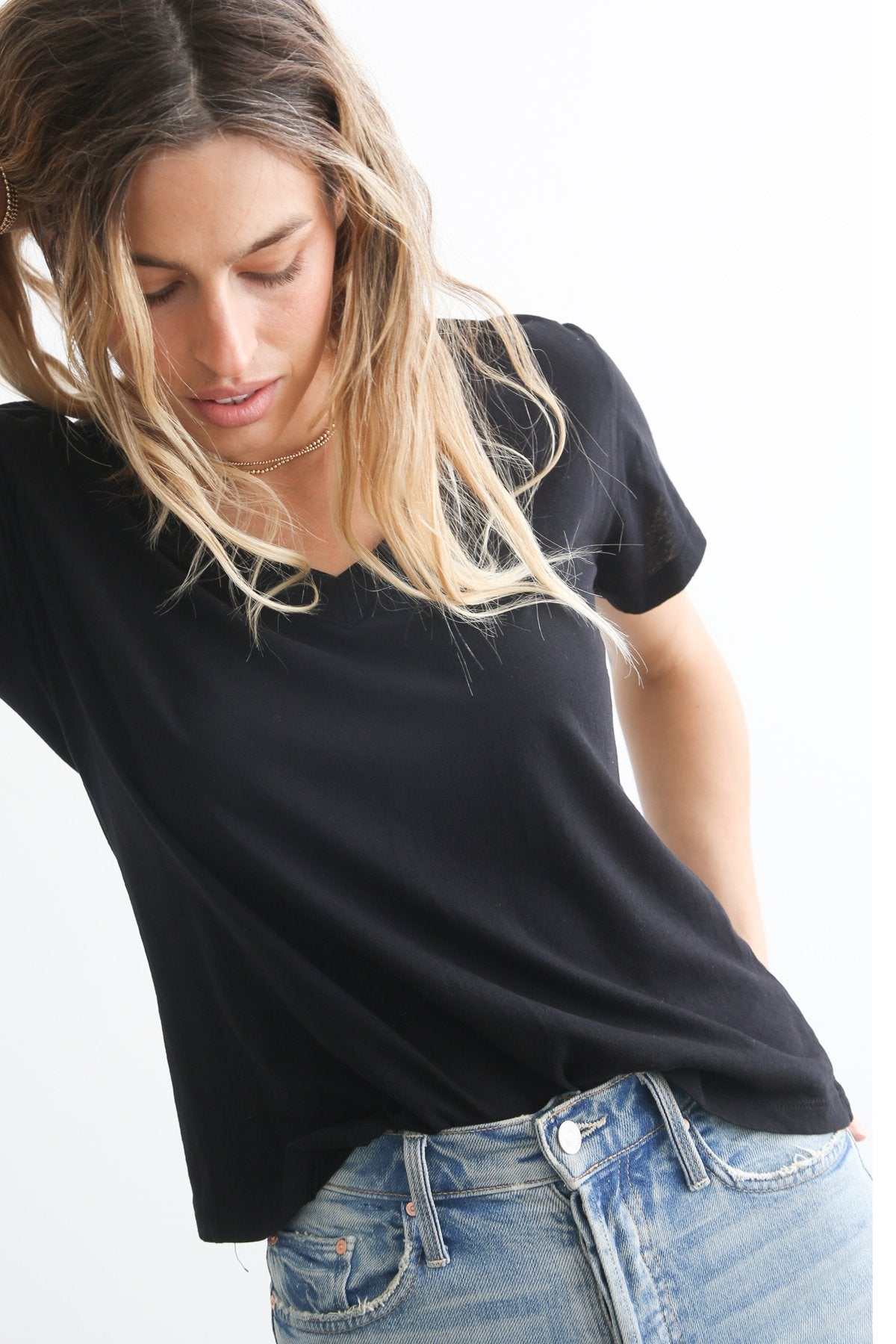 Perfectwhitetee Hendrix Basic V Neck Tee True Black