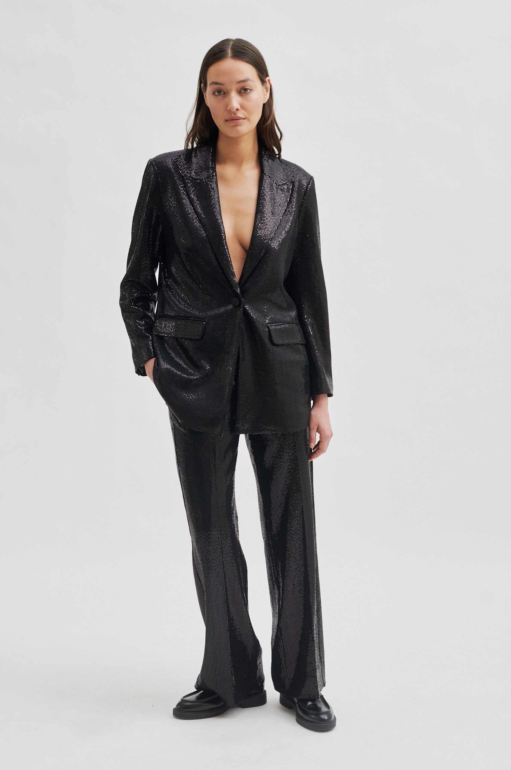Second Female Shine On Trousers Black