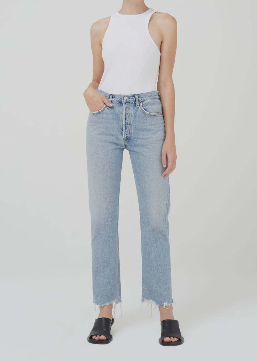 Agolde Lana Mid Rise Full Length Straight Curio