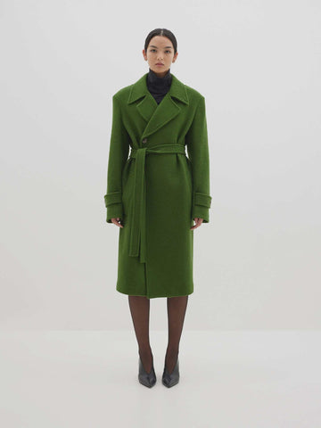 Bassike Boucle Wool Coat Military