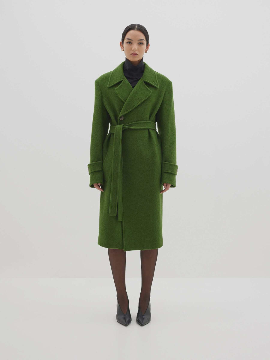 Bassike Boucle Wool Coat Military