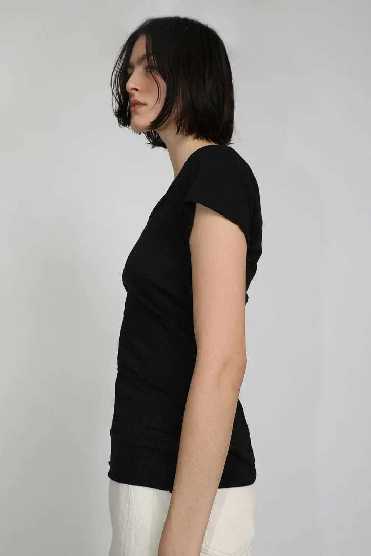 Bassike Front Seam Superfine T Shirt Black