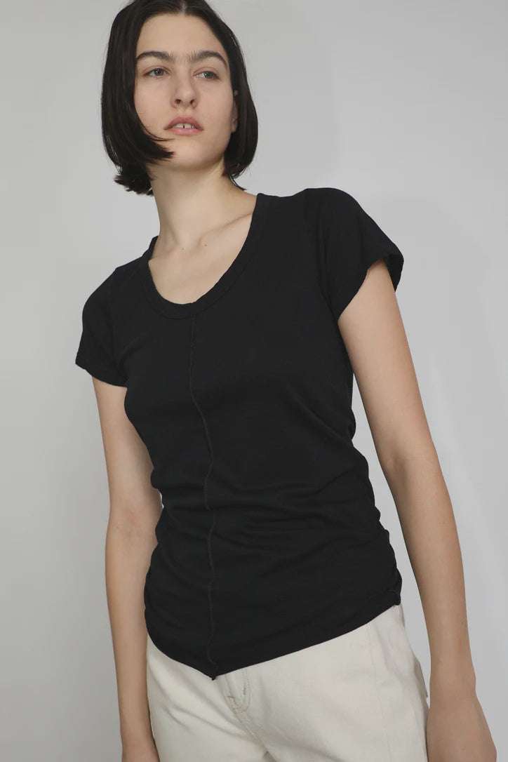 Bassike Front Seam Superfine T Shirt Black