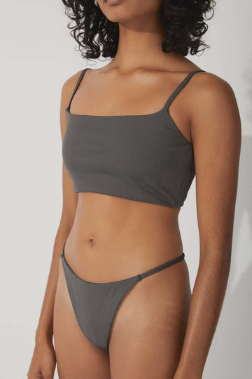 Zephyr Rib Longline Bralette Charcoal