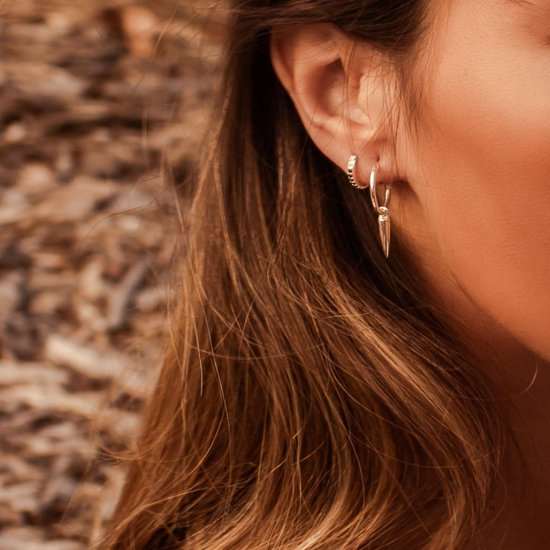 Murkani Small Hoop Earrings with Dagger Pendant Gold