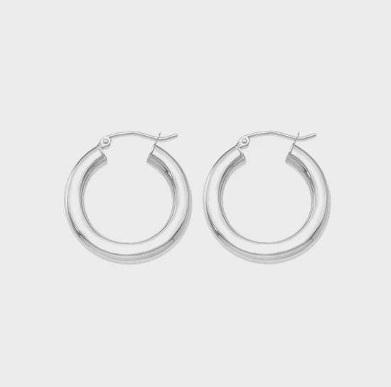 Misuzi Milan Thick Hoop Earring Silver 25mm