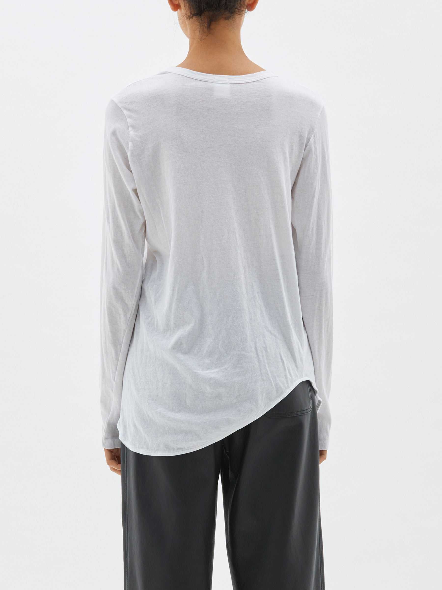 Bassike Regular Scoop Hem Long Sleeve T.Shirt White
