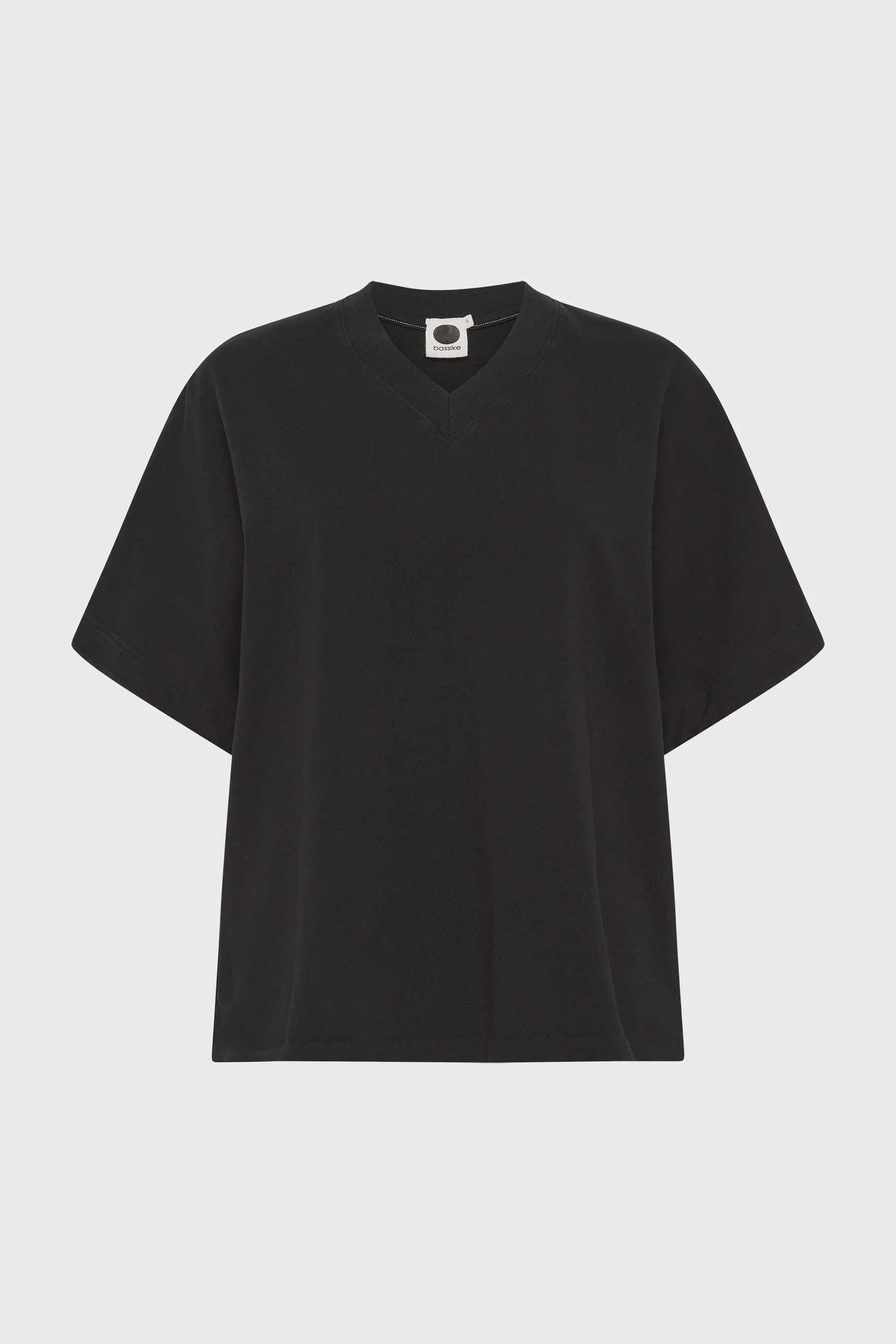 Bassike Boxy V Neck Short Sleeve T.Shirt Black