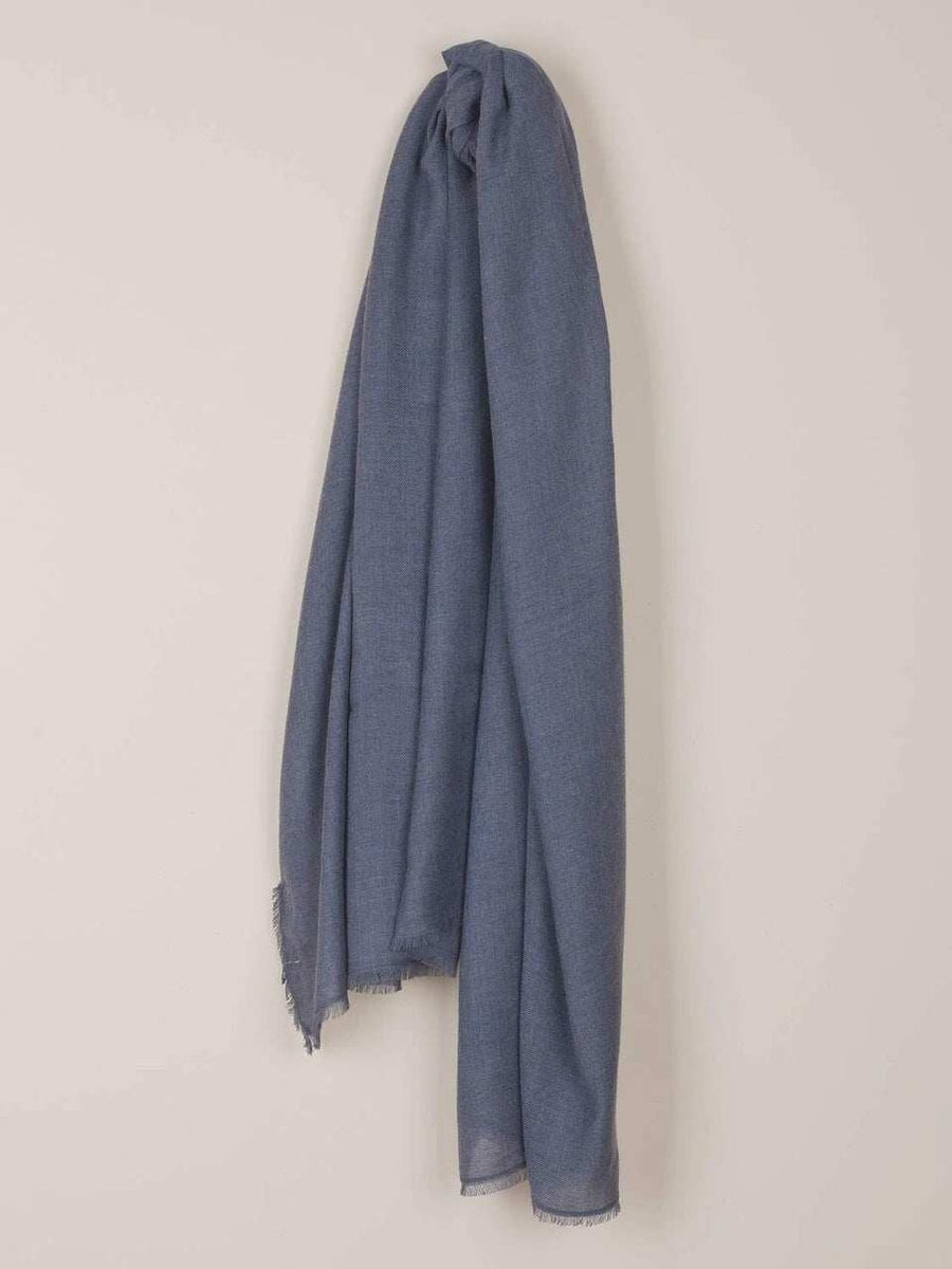 Indi and Cold Fringed Scarf Indigo Blue