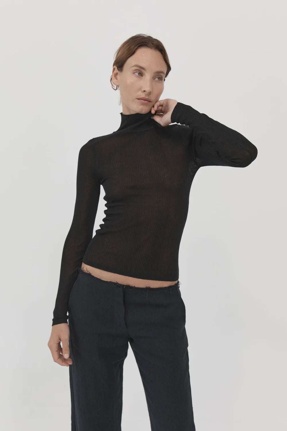 St. Agni Second Skin Knit Top Black