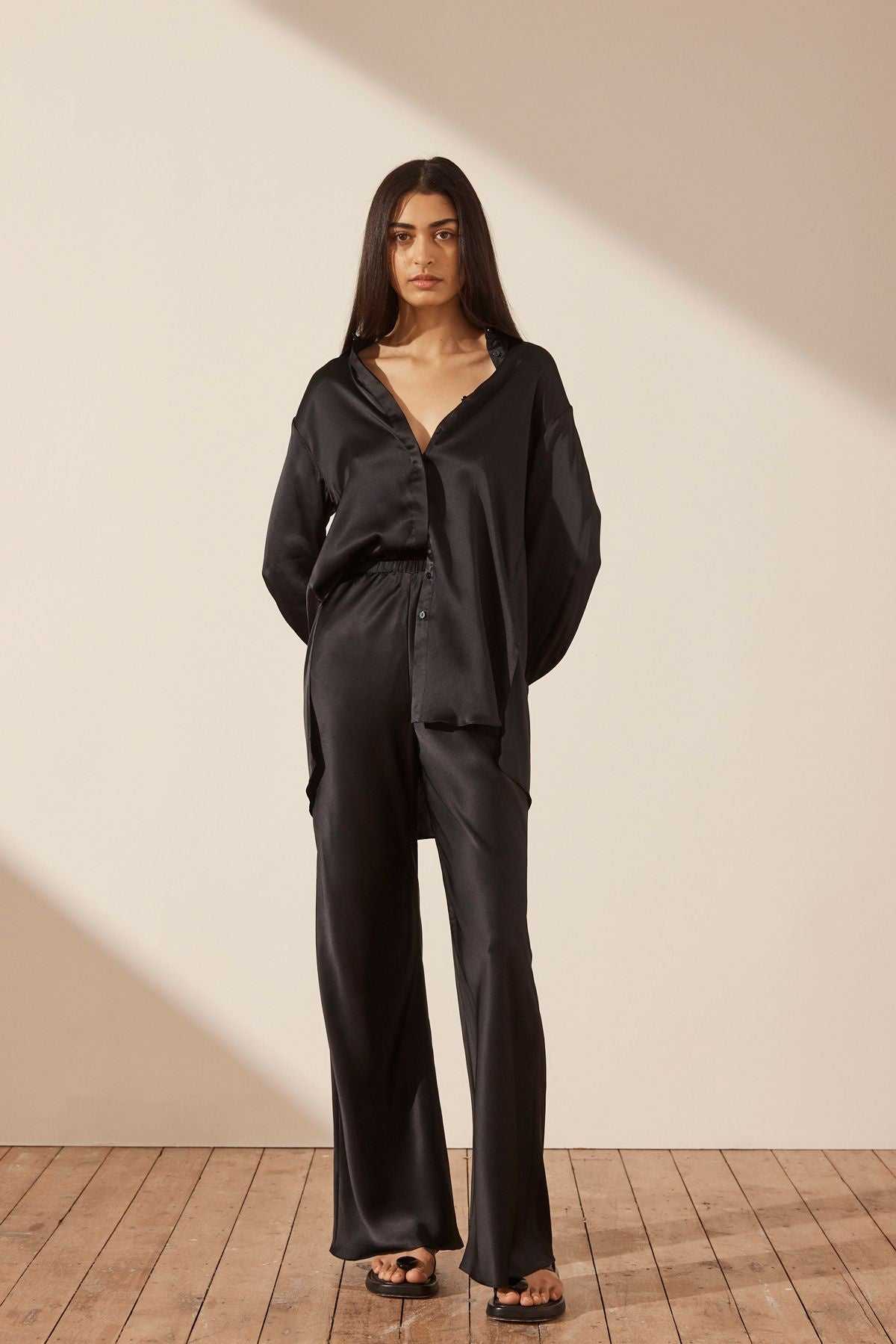 Shona Joy Silk Bias Cut Pant Black.