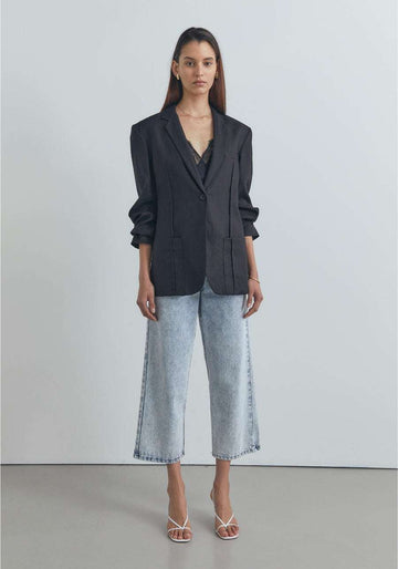 Woods Archangel Linen Blazer Black
