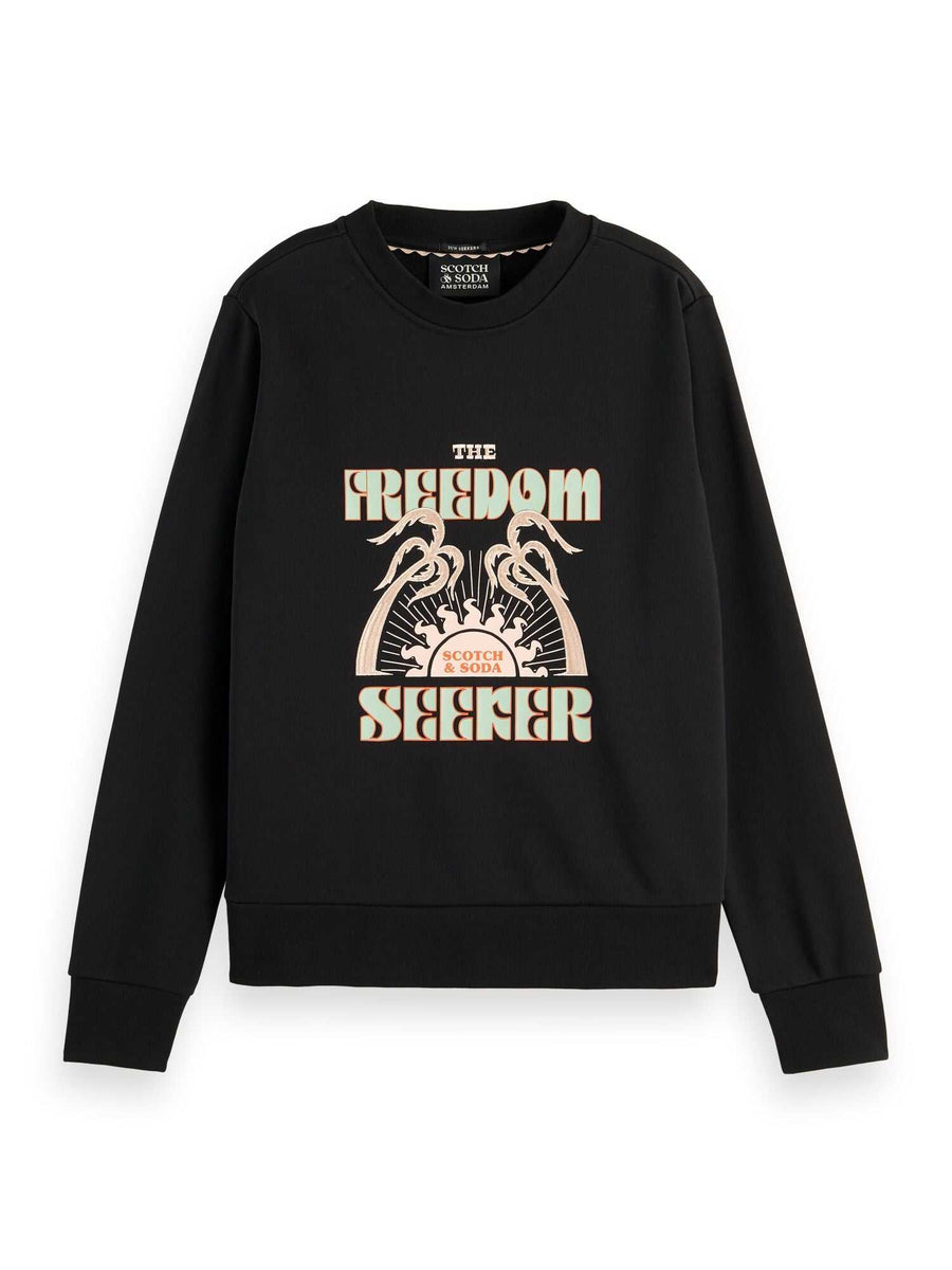 Scotch and Soda Regular Fit Sweatshirt with Artwork Black.