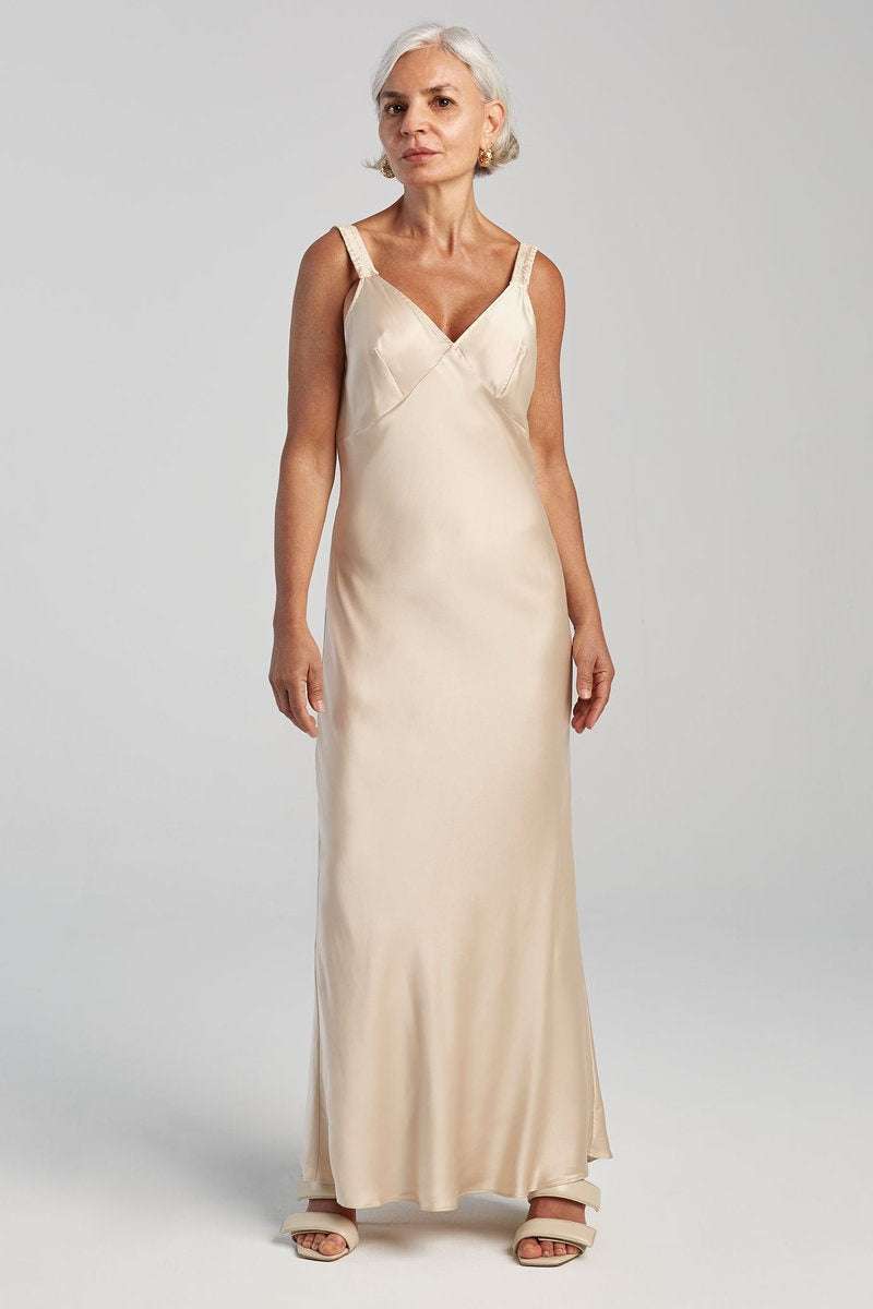 Silk Laundry Deco Ruched Dress Hazelnut