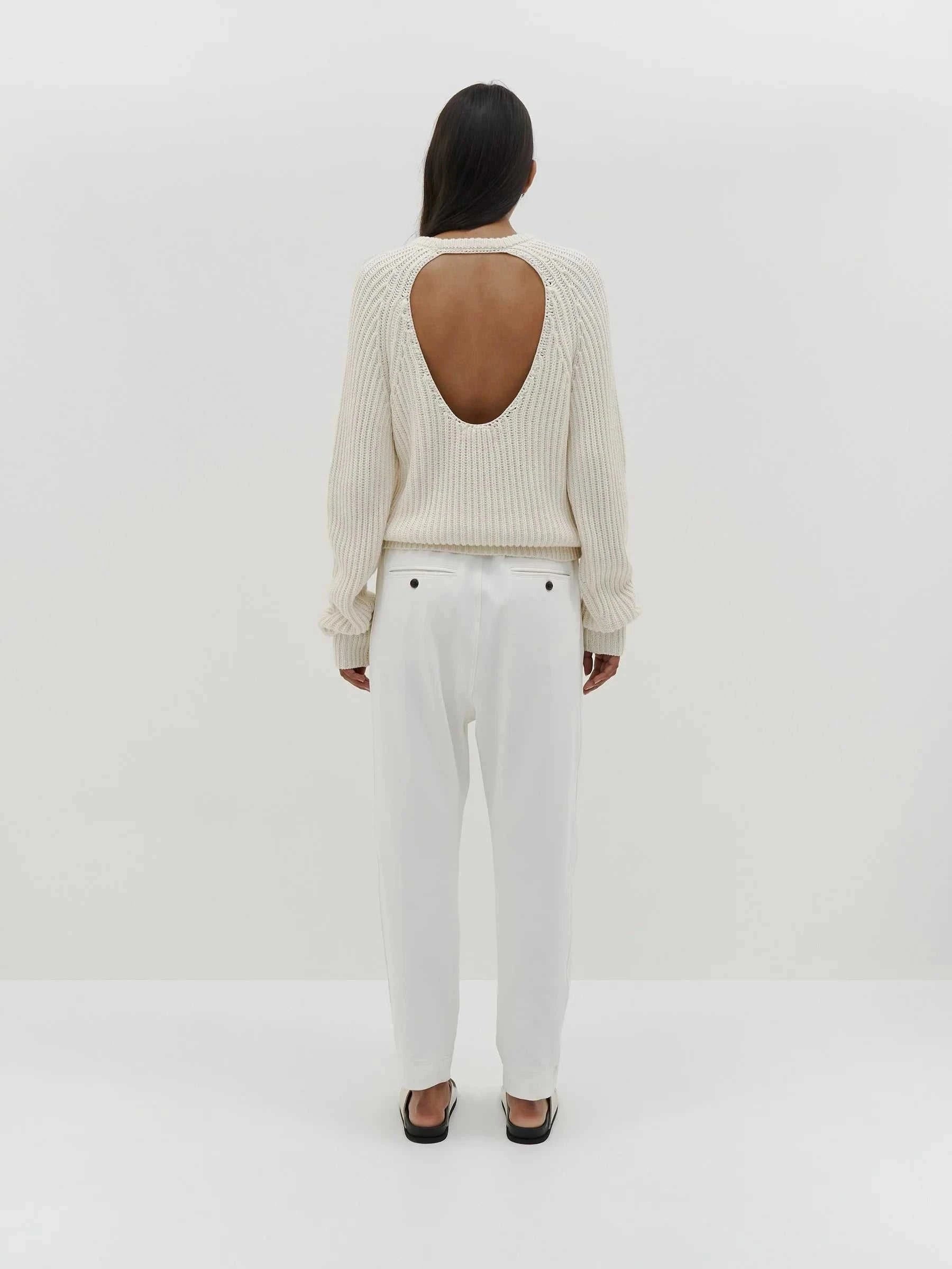 Bassike Ivory Open Back Fitted Knit