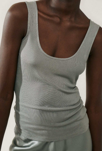Silk Laundry Ribbed Tank Moon