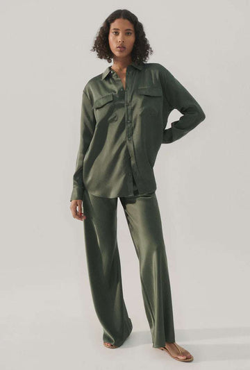 Silk Laundry Boyfriend Shirt Thyme