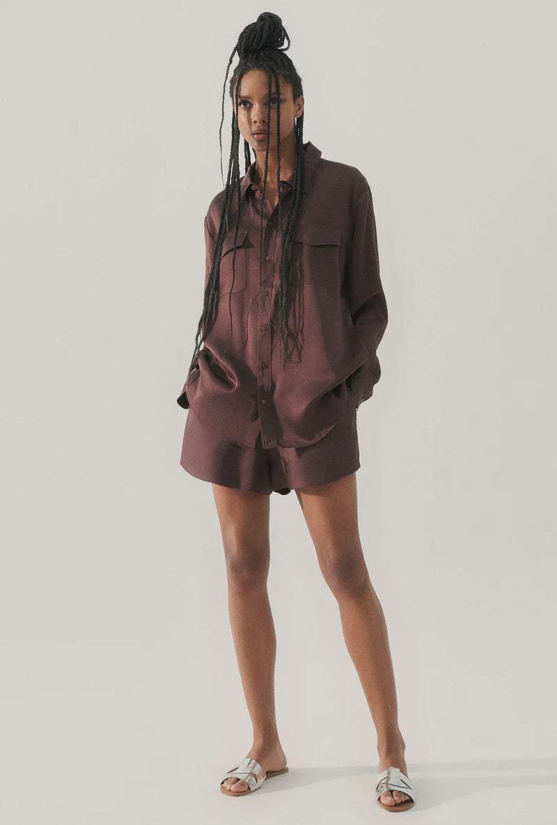 Silk Laundry Boyfriend Shirt Cacao