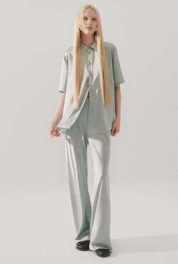 Silk Laundry Short Sleeve Boyfriend Shirt Alabaster