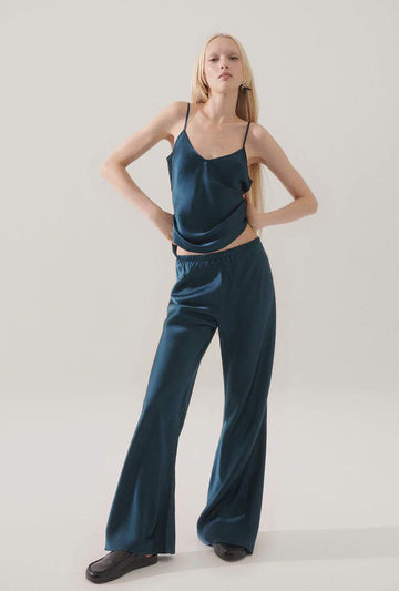 Silk Laundry Bias Cut Pants Teal