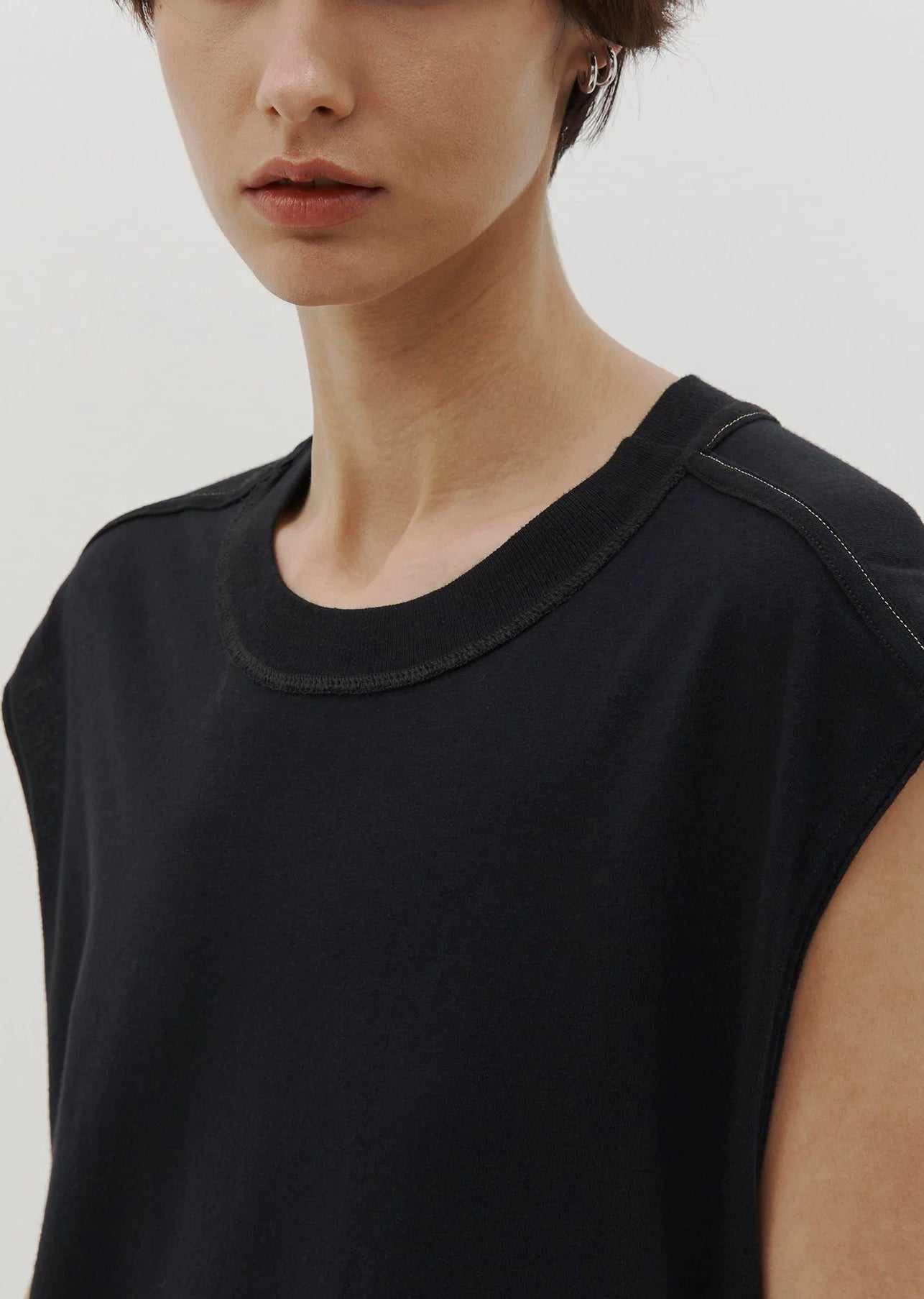 Bassike Slouch Reverse Tank Dress Black