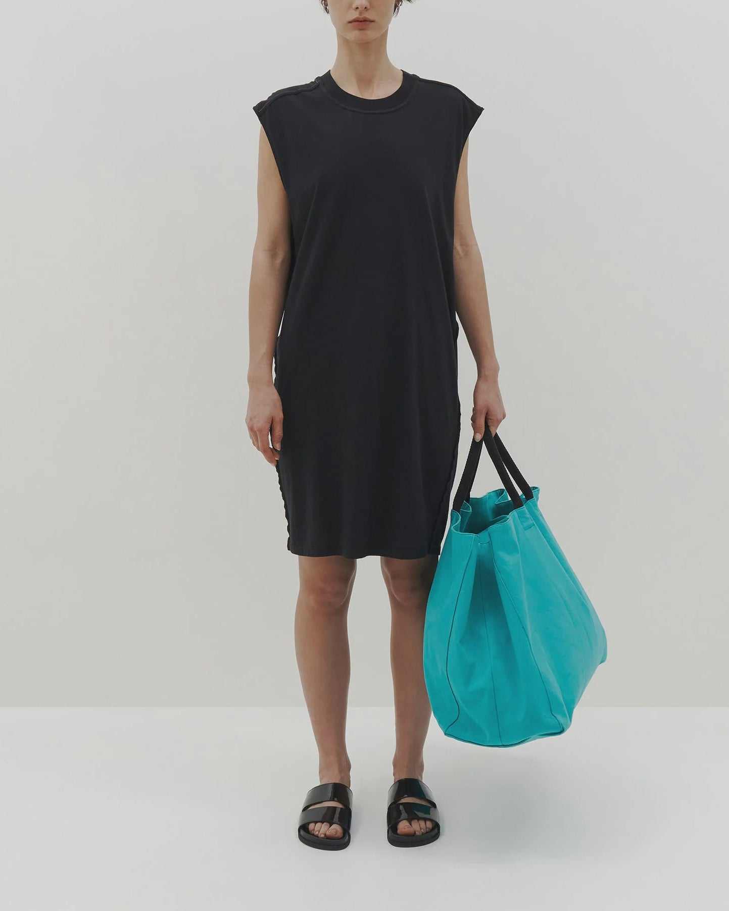 Bassike Slouch Reverse Tank Dress Black