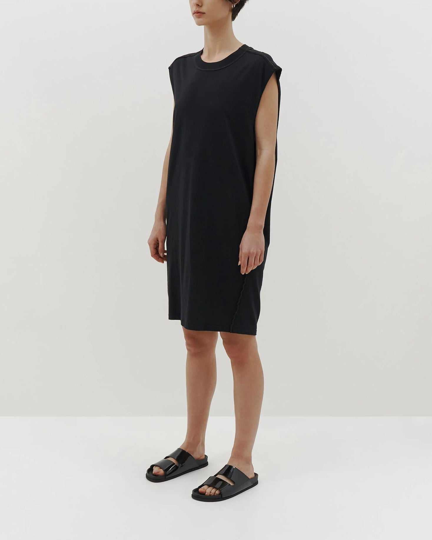 Bassike Slouch Reverse Tank Dress Black