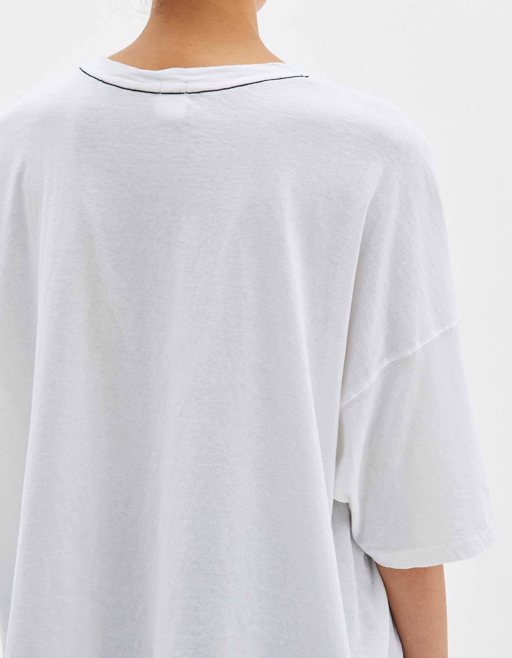 Bassike Slouch Side Step Short Sleeve T/Shirt White