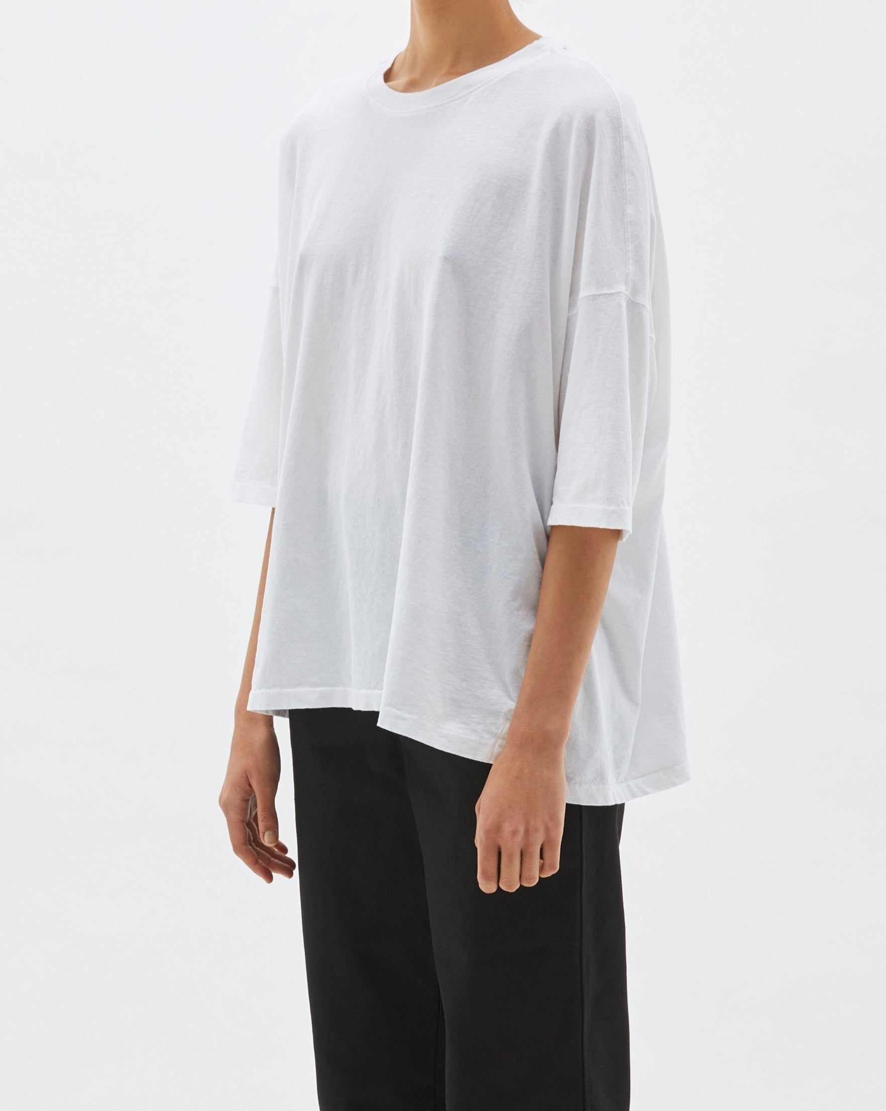 Bassike Slouch Side Step Short Sleeve T/Shirt White